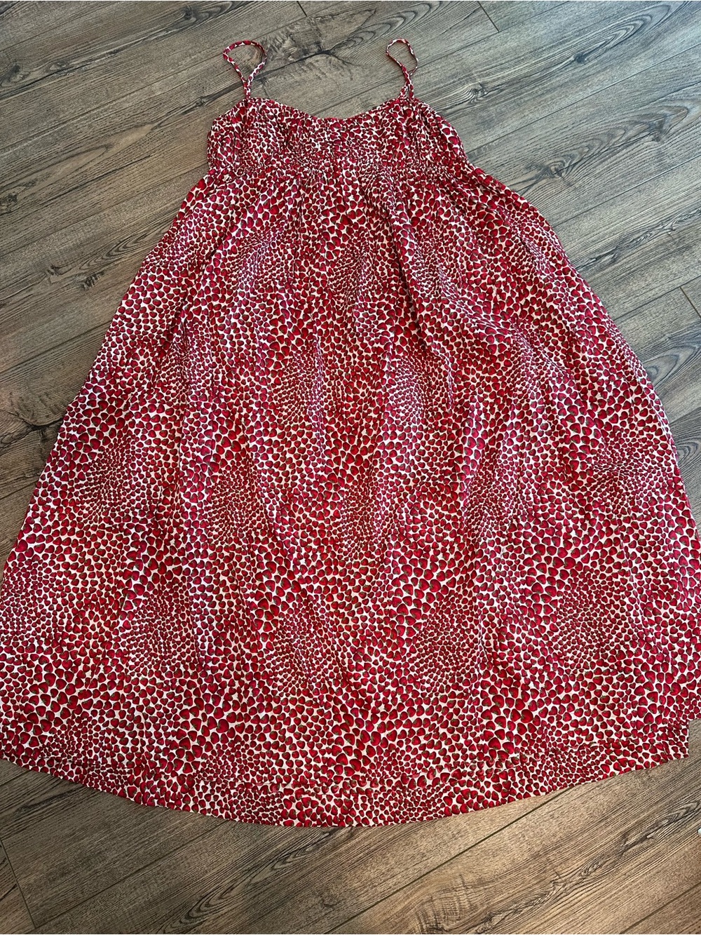 NWT J. Crew Red Strawberry Print Spaghetti-Strap Maxi Empire Maxi Sundress Large